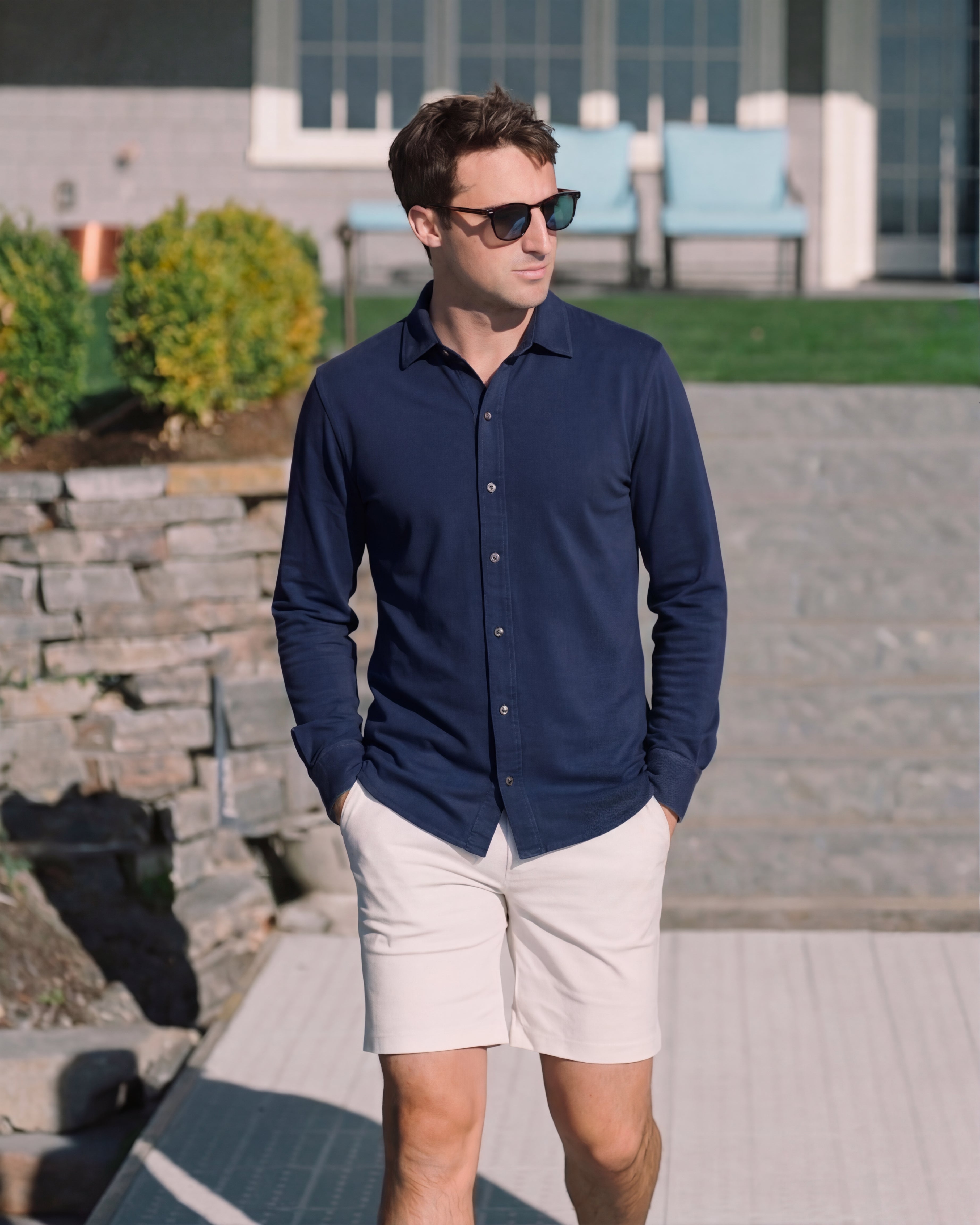 long sleeve dress shirt and shorts Barry Wang Black Shirt Dress Patchwork Long Sleeve Collared Shirt Men Barry. Wang
