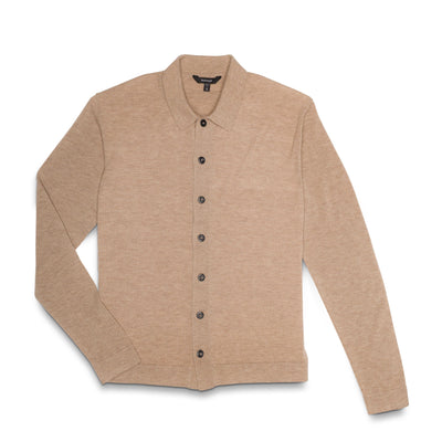 RADMerino Cashmere Blend Button Cardigan Sweater Knit Polo - Dark Chateau