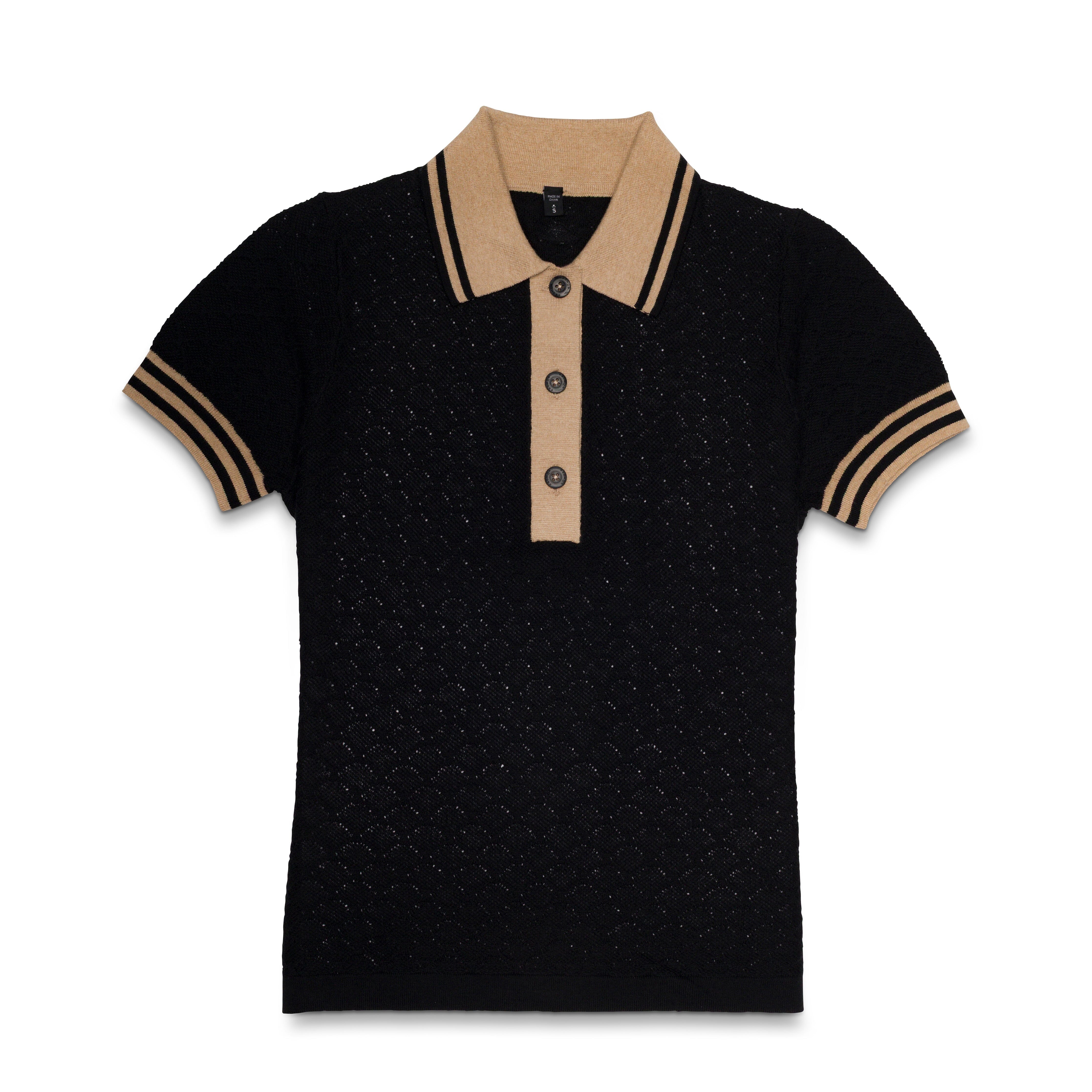 Colette Diamond Jacquard Sweater Polo - Black/Sable – RADMOR