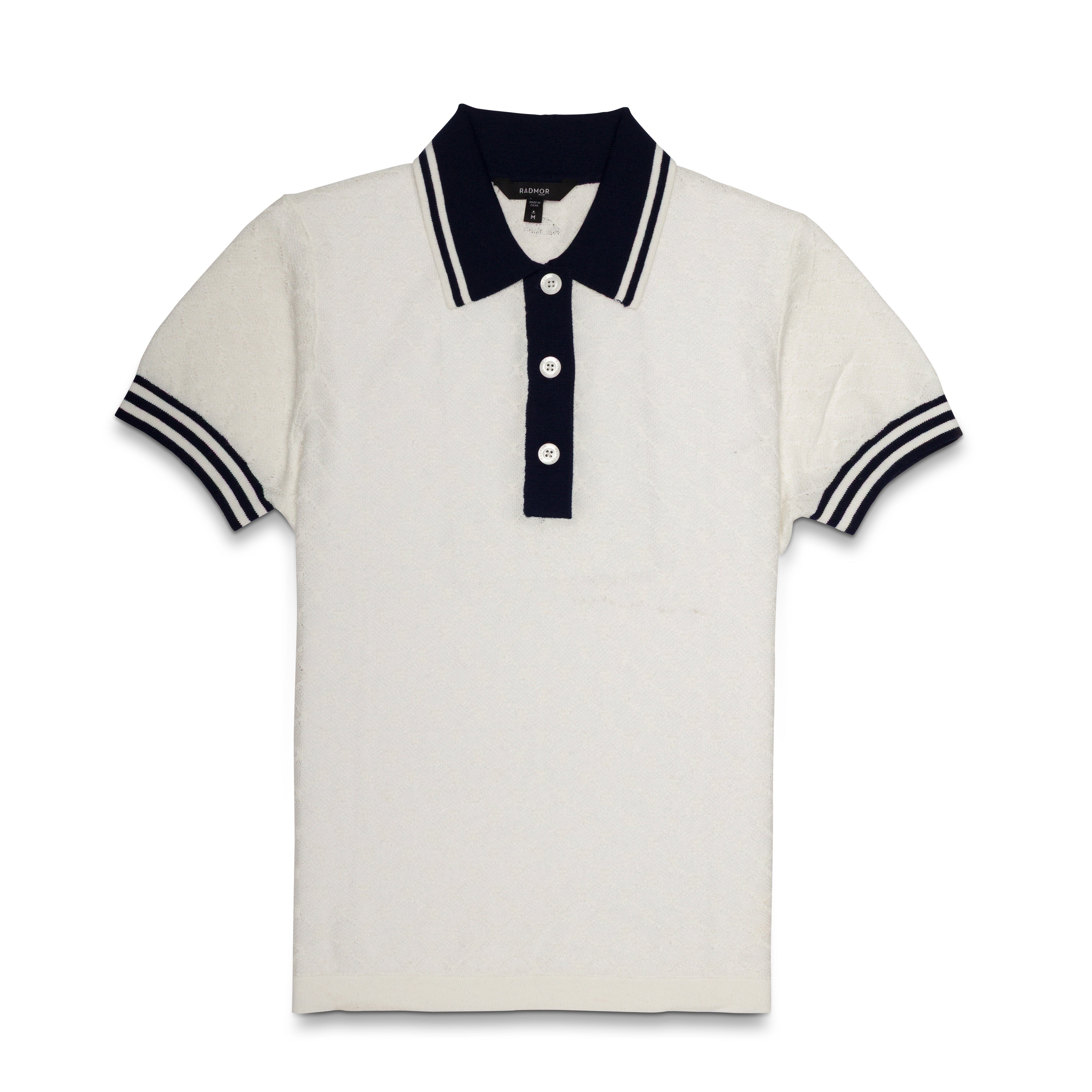 Colette Diamond Jacquard Sweater Polo - Snow White/Dark Navy