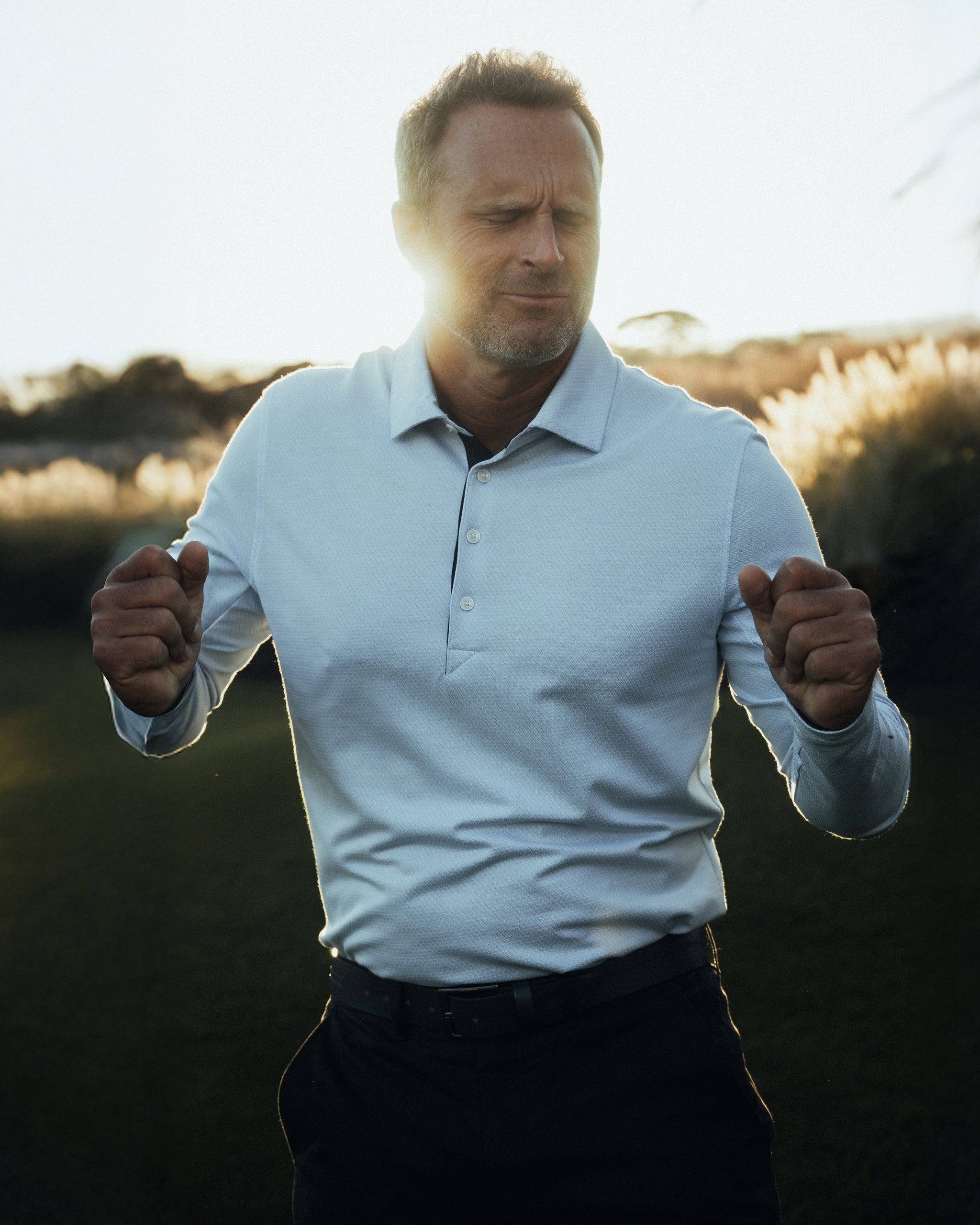 Stewart Recycled Jacquard Long Sleeve Polo – RADMOR