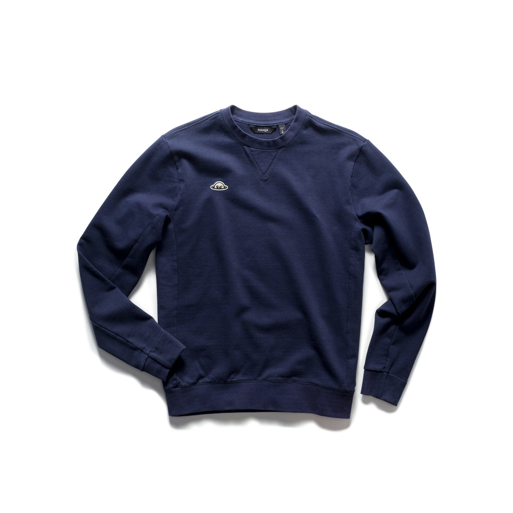 PERKINS BobRad - Organic Cotton Loop Terry Crew Sweatshirt - Navy
